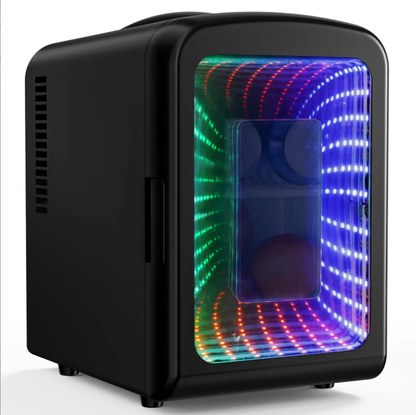 4L Compact Mini Refrigerator Featuring Gaming Light | 6-Capacity Portable Cooler for Bedroom, Car, Office & Dorm, Stores Cosmetics, Drinks & Food. Important Notice: Inner temperature is affected by surrounding ambient temperature.