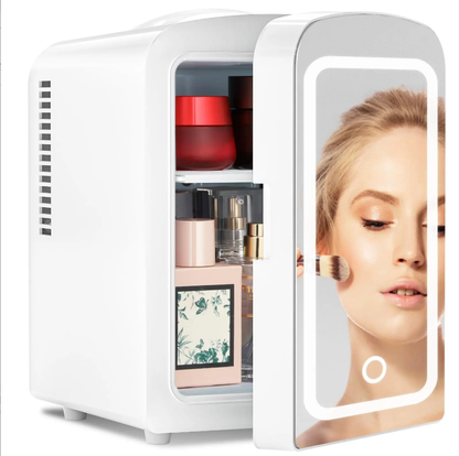 4L Compact Mini Refrigerator Featuring Gaming Light | 6-Capacity Portable Cooler for Bedroom, Car, Office & Dorm, Stores Cosmetics, Drinks & Food. Important Notice: Inner temperature is affected by surrounding ambient temperature.