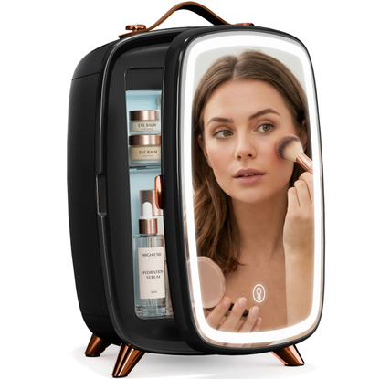 4L Compact Mini Refrigerator Featuring Gaming Light | 6-Capacity Portable Cooler for Bedroom, Car, Office & Dorm, Stores Cosmetics, Drinks & Food. Important Notice: Inner temperature is affected by surrounding ambient temperature.