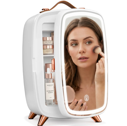 4L Compact Mini Refrigerator Featuring Gaming Light | 6-Capacity Portable Cooler for Bedroom, Car, Office & Dorm, Stores Cosmetics, Drinks & Food. Important Notice: Inner temperature is affected by surrounding ambient temperature.