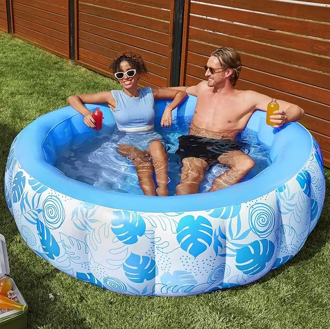 Sloosh L & XL Inflatable Tanning Pool Float with Cup Holder and Pillow, Extra Large Adult Water Lounge in 70×46 Inch / 85×57 Inch, 4-in-1 Blow Up Raft, Multi-use as Sunbathing Bed, Kids Ball Pit, Inflatable Sofa, Perfect Summer Pool Party Present