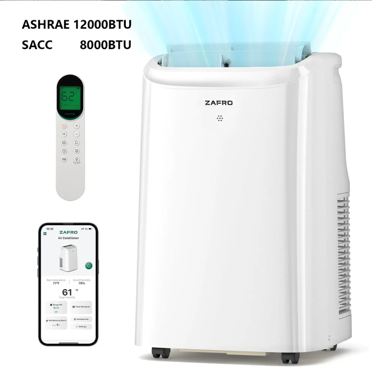ZAFRO Portable Air Conditioner — 10K–14K BTU, WiFi, Ultra-Quiet 44dB, No Drainage, R32 Eco-Friendly