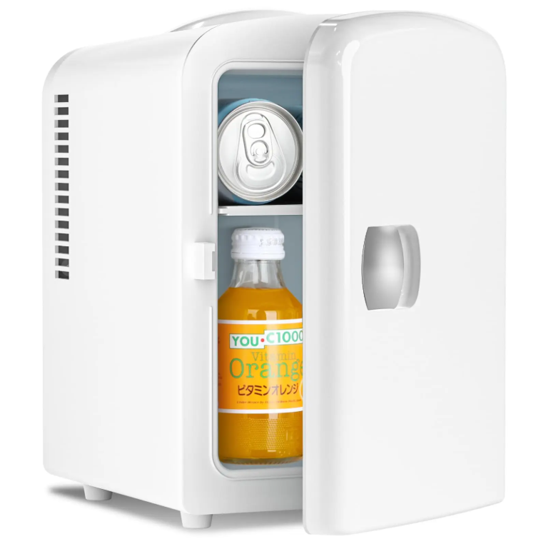 4L Compact Mini Refrigerator Featuring Gaming Light | 6-Capacity Portable Cooler for Bedroom, Car, Office & Dorm, Stores Cosmetics, Drinks & Food. Important Notice: Inner temperature is affected by surrounding ambient temperature.
