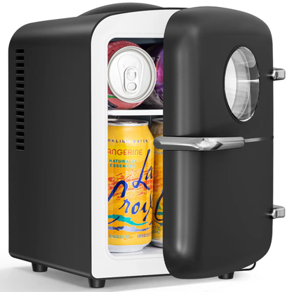 4L Compact Mini Refrigerator Featuring Gaming Light | 6-Capacity Portable Cooler for Bedroom, Car, Office & Dorm, Stores Cosmetics, Drinks & Food. Important Notice: Inner temperature is affected by surrounding ambient temperature.