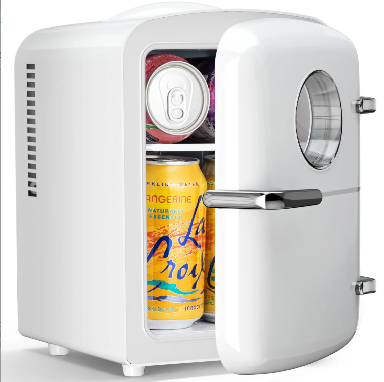 4L Compact Mini Refrigerator Featuring Gaming Light | 6-Capacity Portable Cooler for Bedroom, Car, Office & Dorm, Stores Cosmetics, Drinks & Food. Important Notice: Inner temperature is affected by surrounding ambient temperature.