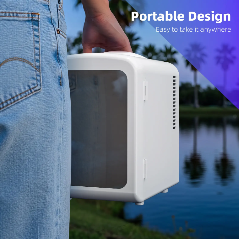 4L Compact Mini Refrigerator Featuring Gaming Light | 6-Capacity Portable Cooler for Bedroom, Car, Office & Dorm, Stores Cosmetics, Drinks & Food. Important Notice: Inner temperature is affected by surrounding ambient temperature.