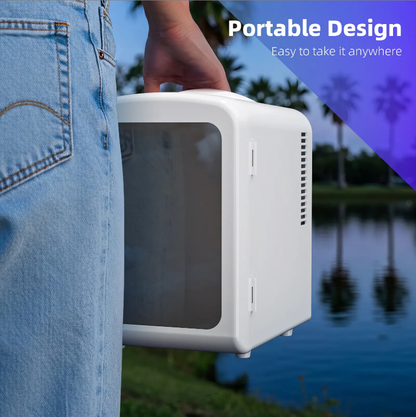 4L Compact Mini Refrigerator Featuring Gaming Light | 6-Capacity Portable Cooler for Bedroom, Car, Office & Dorm, Stores Cosmetics, Drinks & Food. Important Notice: Inner temperature is affected by surrounding ambient temperature.