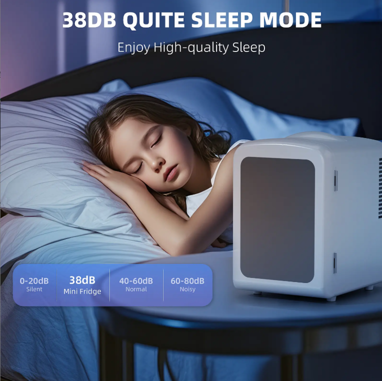 4L Compact Mini Refrigerator Featuring Gaming Light | 6-Capacity Portable Cooler for Bedroom, Car, Office & Dorm, Stores Cosmetics, Drinks & Food. Important Notice: Inner temperature is affected by surrounding ambient temperature.